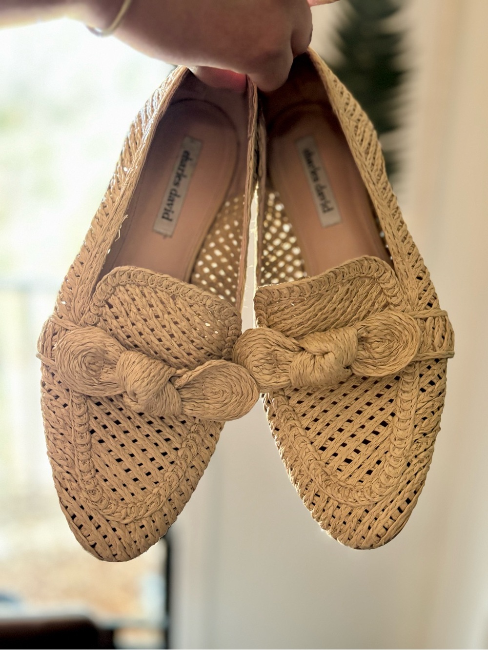 Charles David Tan Woven Knot Loafers